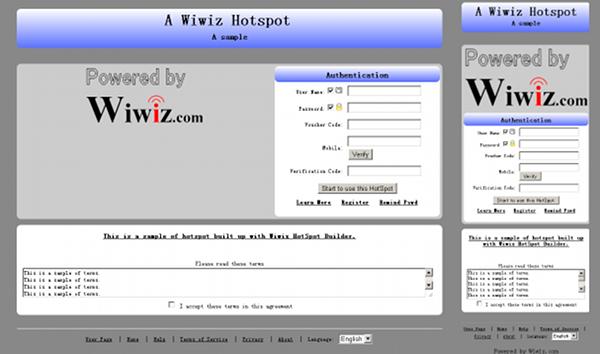 Default Authentication Page of a HotSpot (Adaptive)